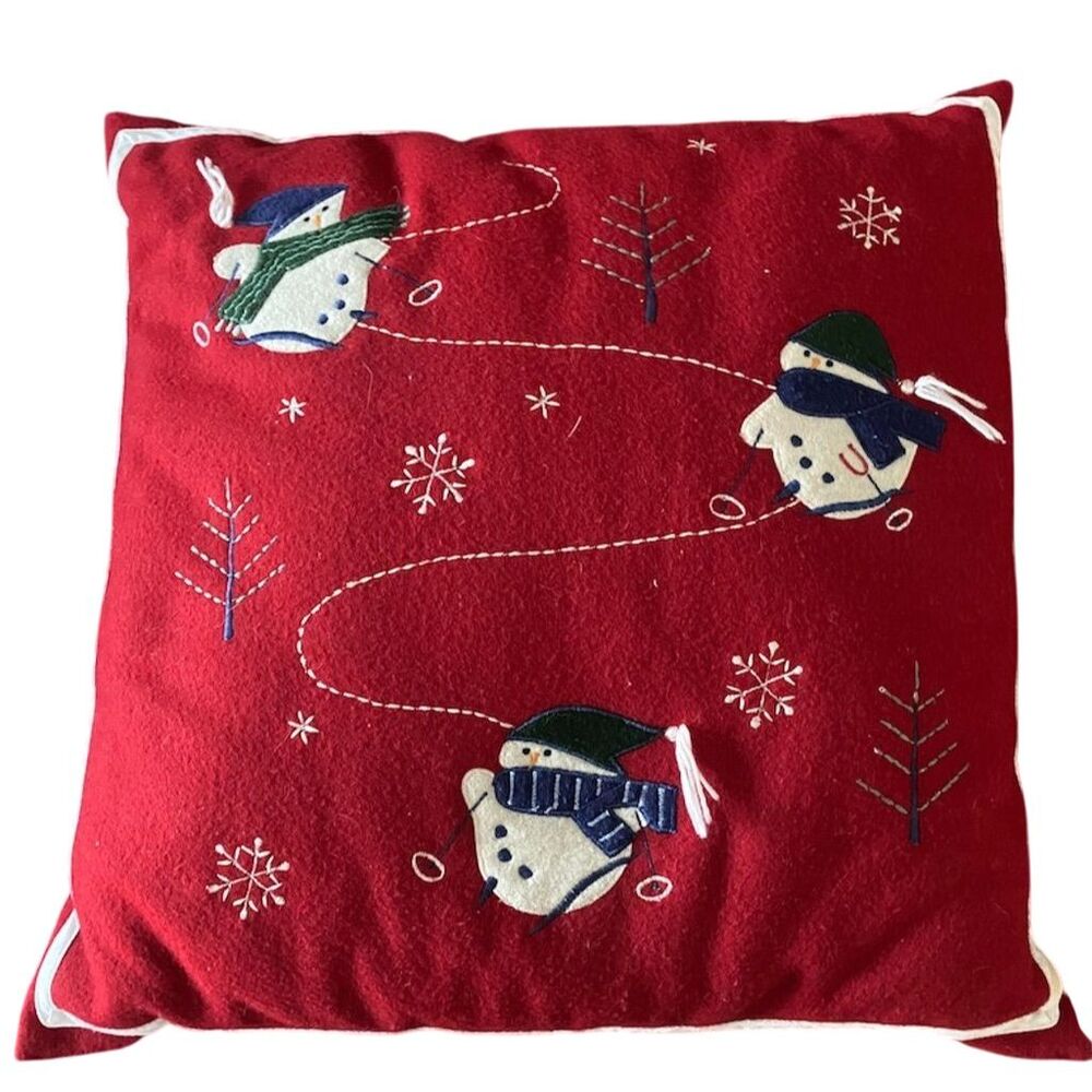 Gspirit Festive Christmas Pillow Cover Red Snowman Design 45x45 cm
